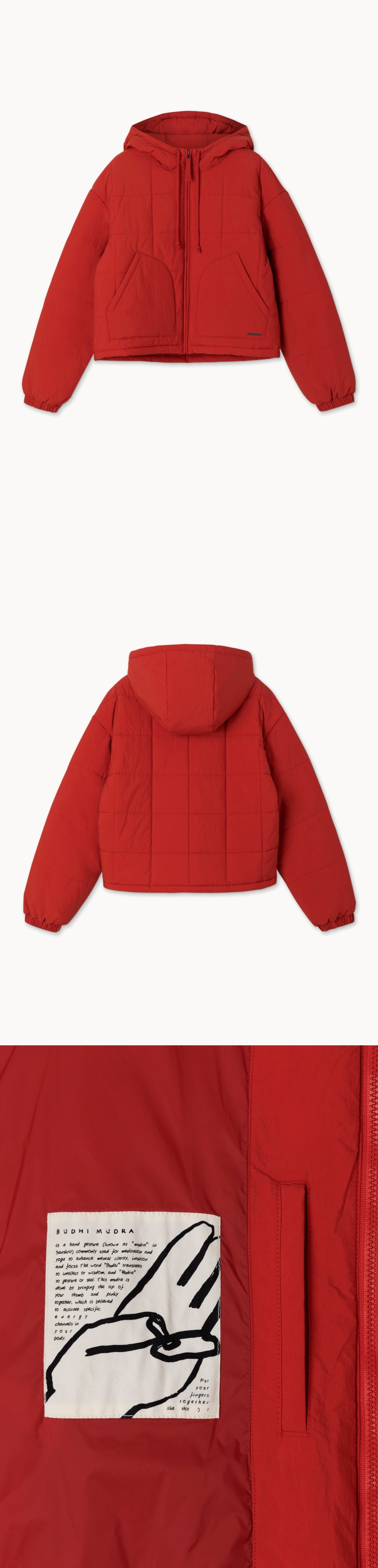 Grid padded hoodie #2_Aura Orange