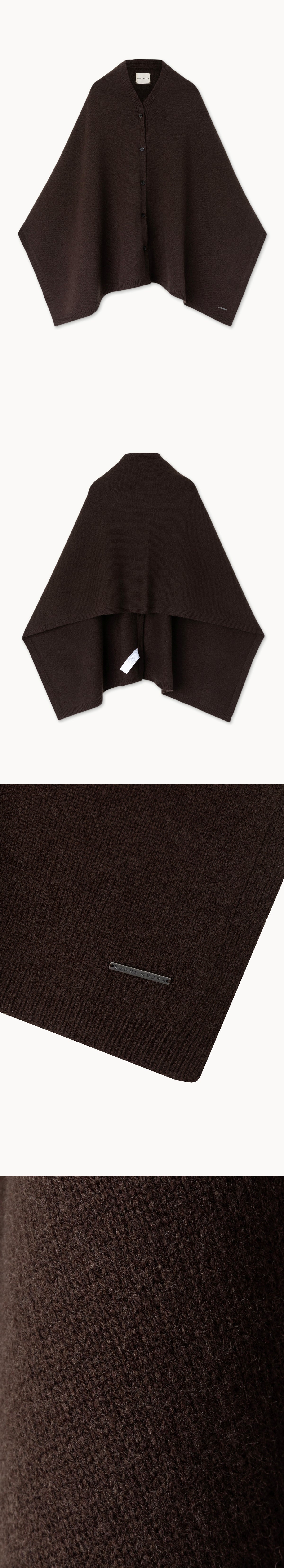 Wide button-up shawl_Cocoa