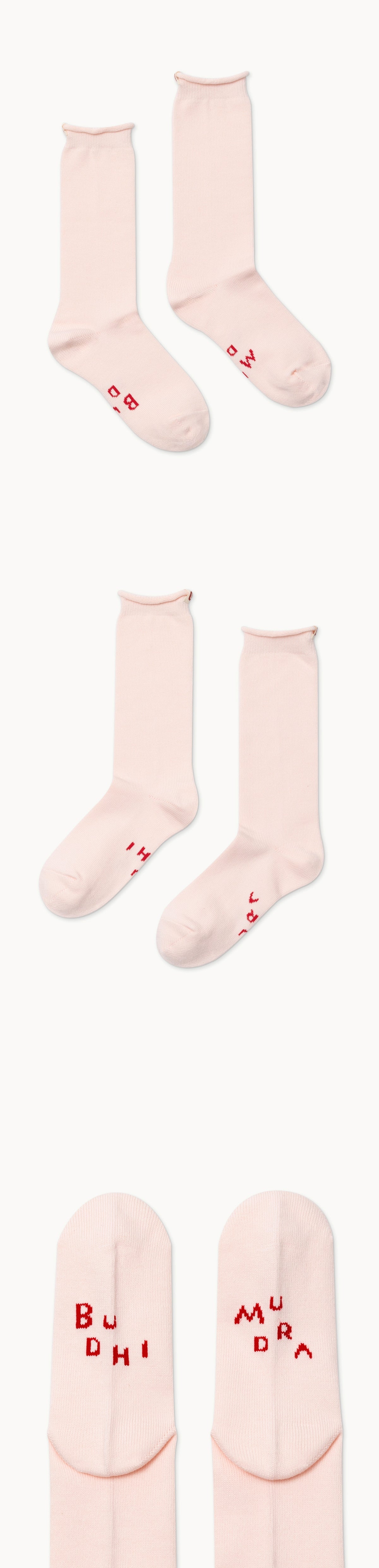 Rolled lettering socks_Light Pink