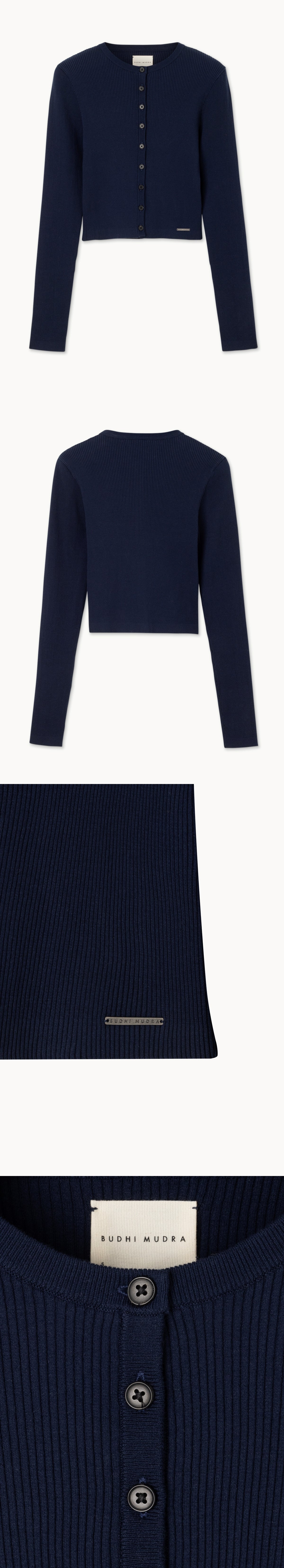 Button-up rib cardigan_Navy