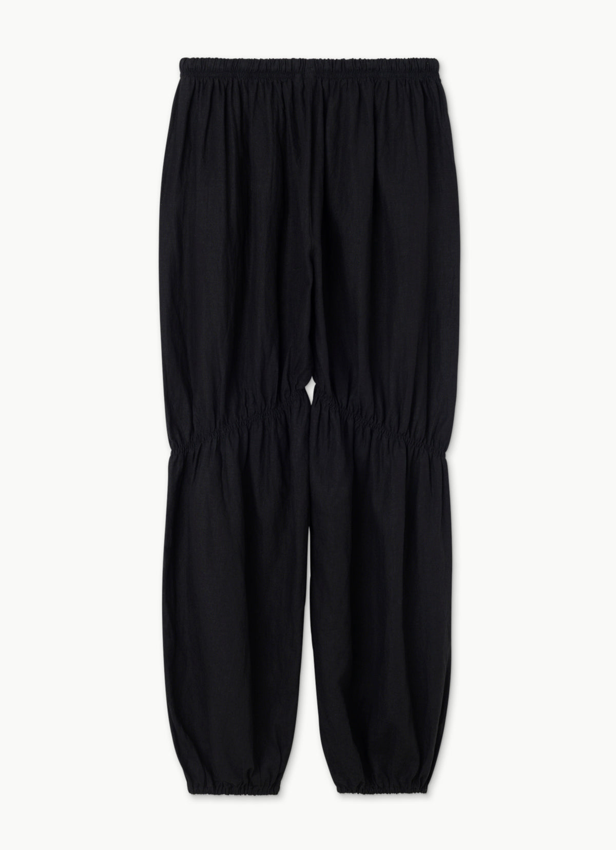Linen shirring pants_Black