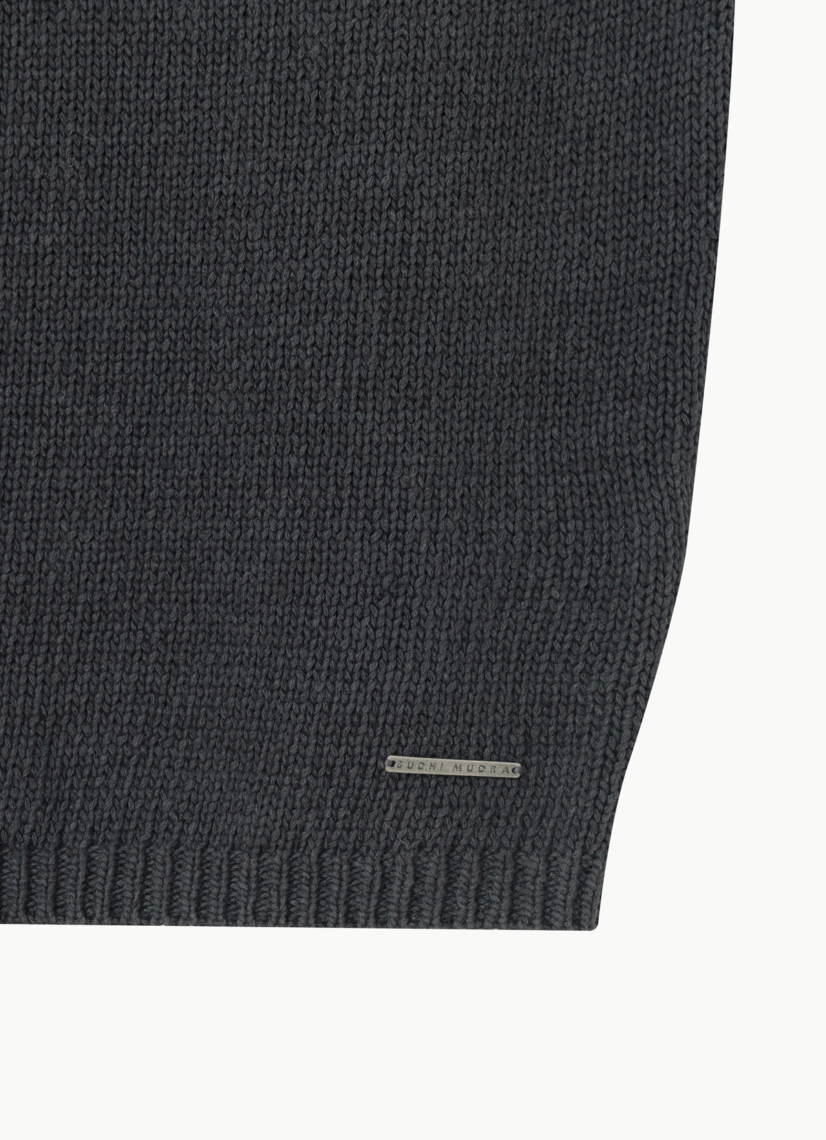 Linen rolled knit top_Navy