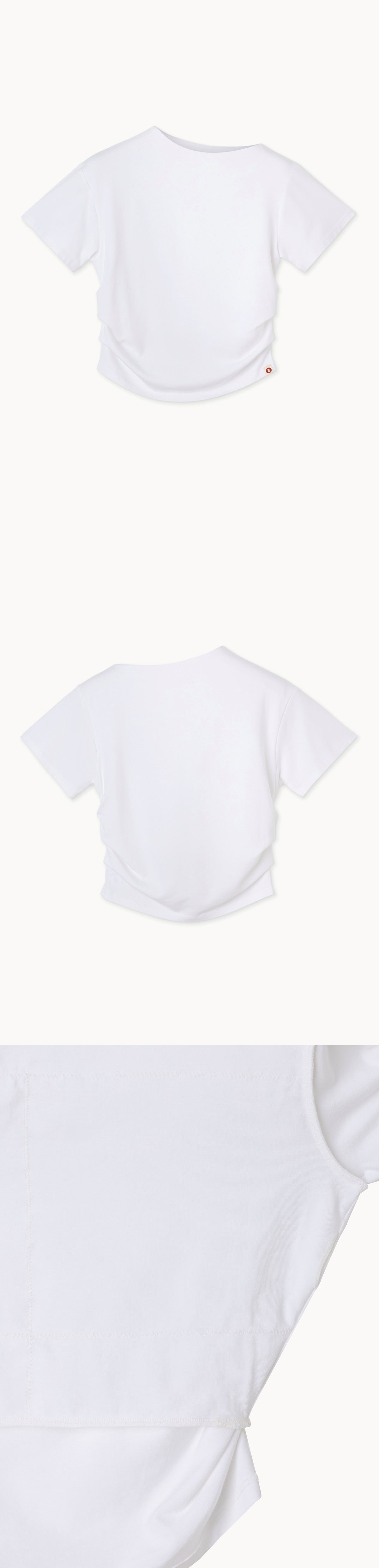 High neck shirring short sleeve_White