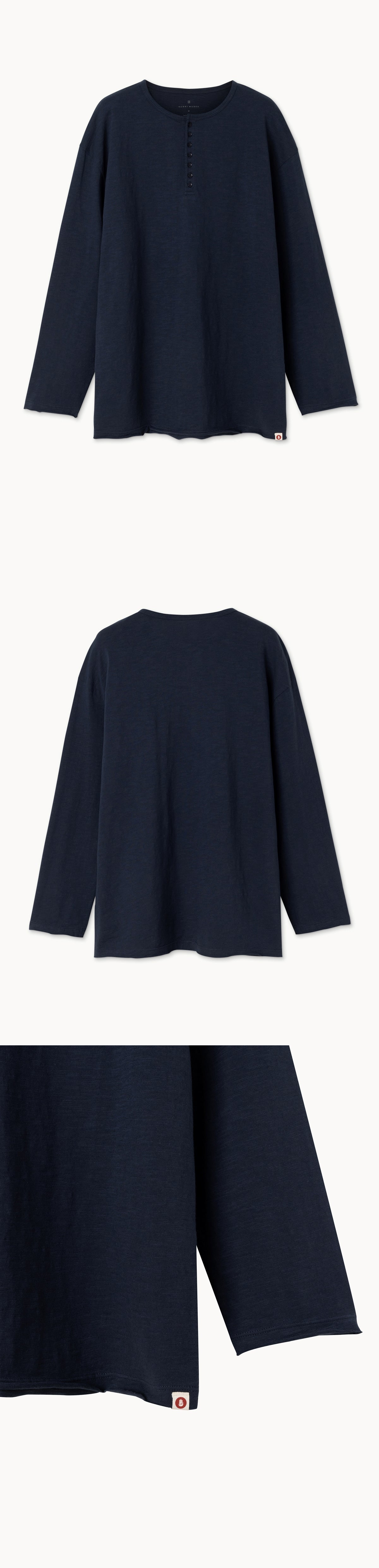Henley neck long sleeve (Unisex)_Blueberry