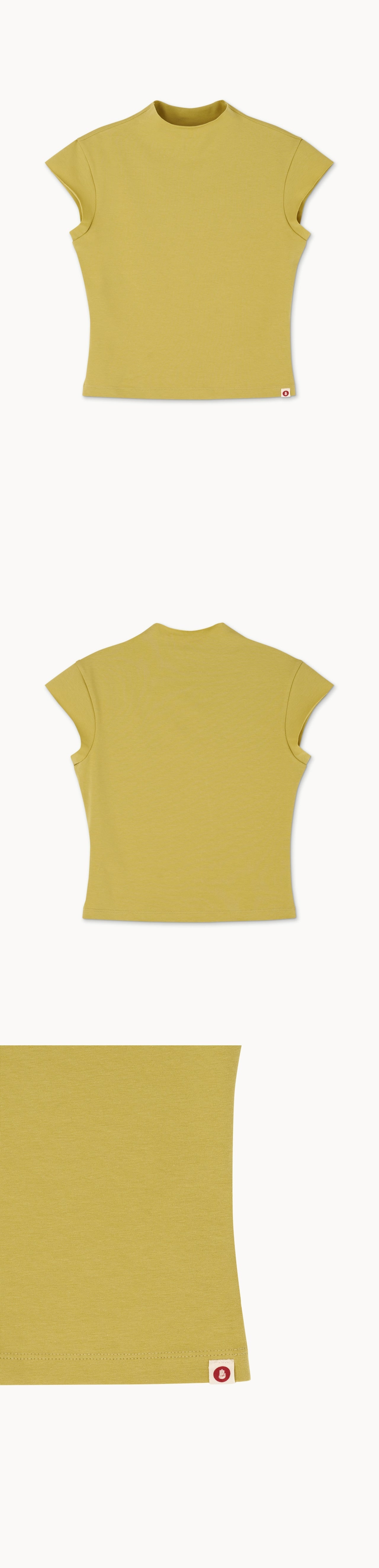 High neck cap sleeve_Golden Green