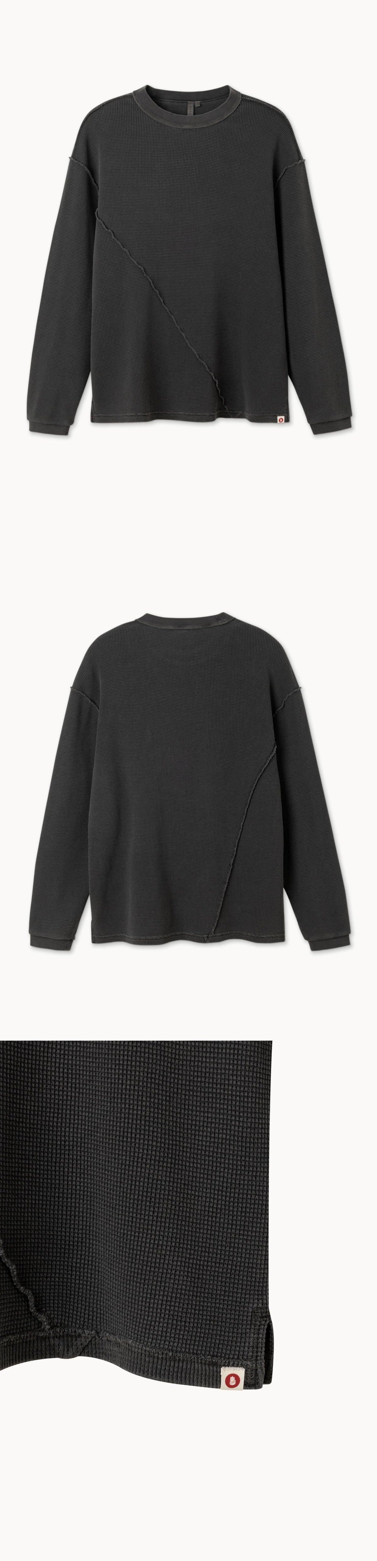 Waffle long sleeve (Unisex)_Black