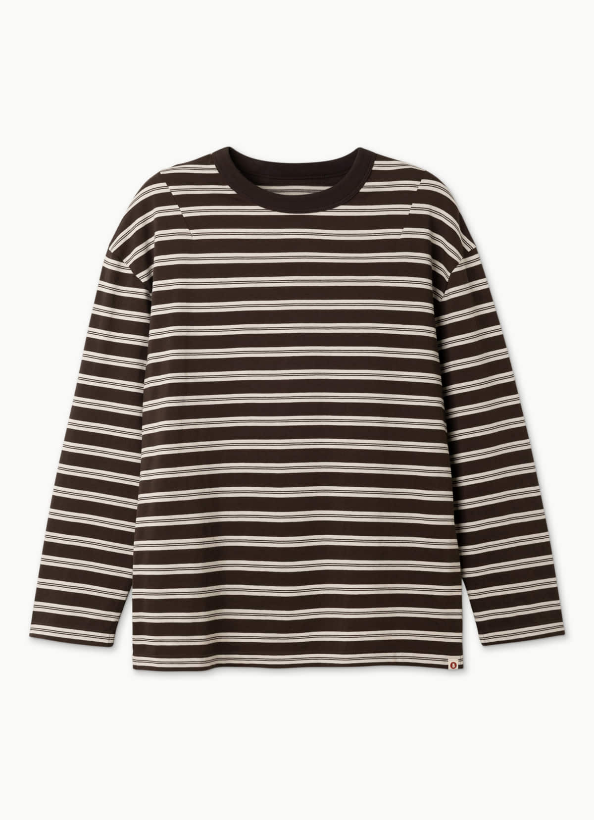 Small pocket long sleeve (Unisex)_stripe_Brown Multi
