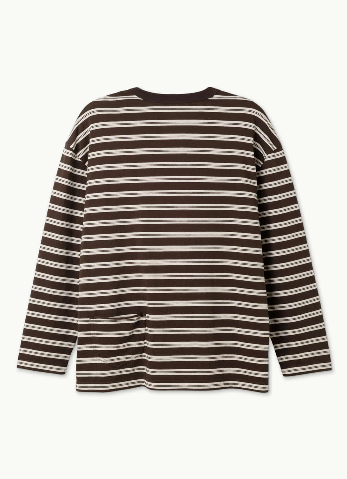 Small pocket long sleeve (Unisex)_stripe_Brown Multi