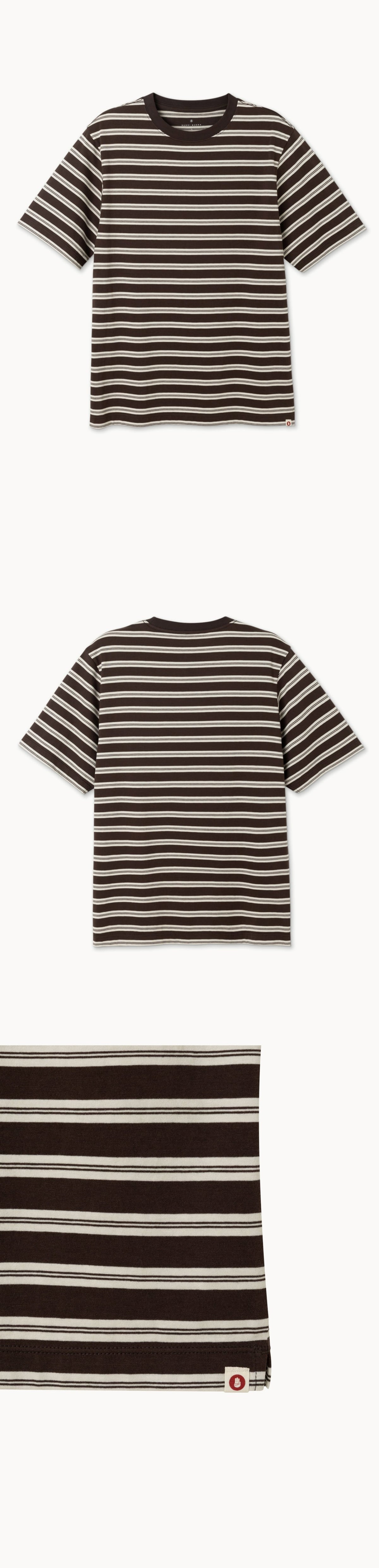 Jalan short sleeve (Unisex)_stripe_Brown Multi