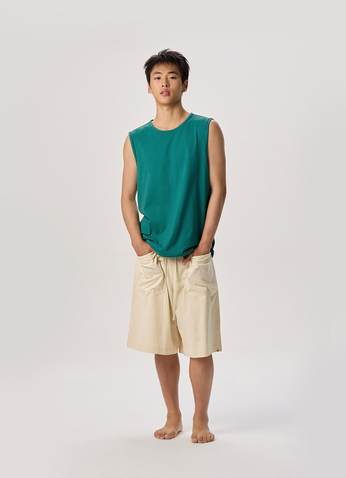 V slit sleeveless (Unisex)_Deep Jungle