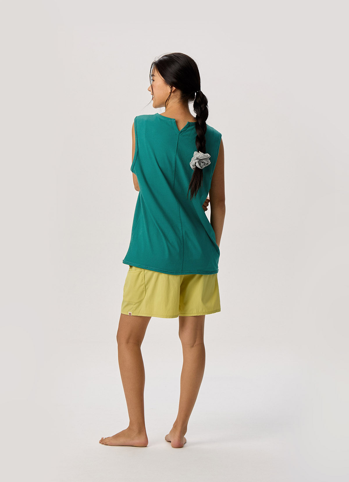 Pocket wide shorts (Unisex)_Muted Lime