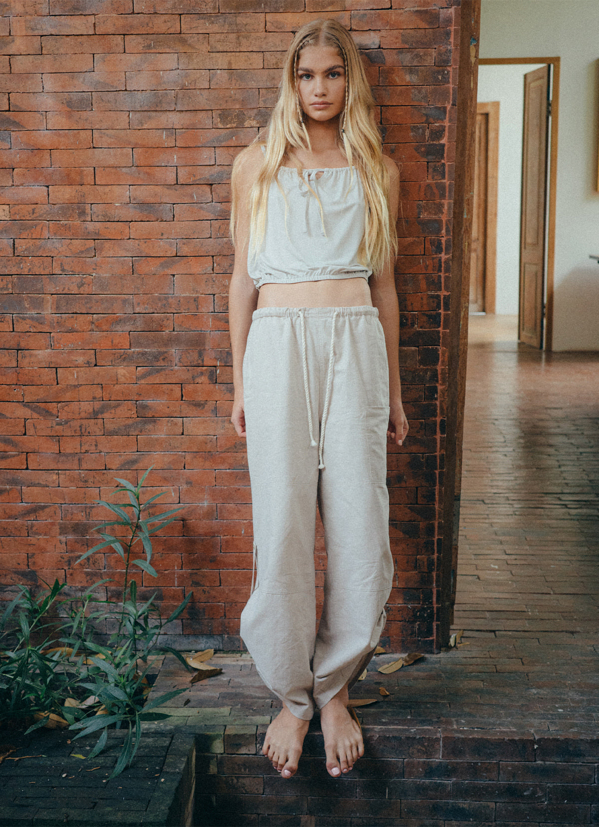 Two ways linen pants_Egret
