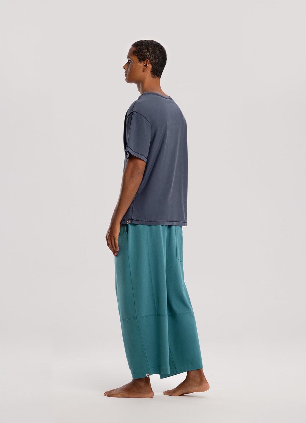 Wide panel pants (Unisex)_Turquoise
