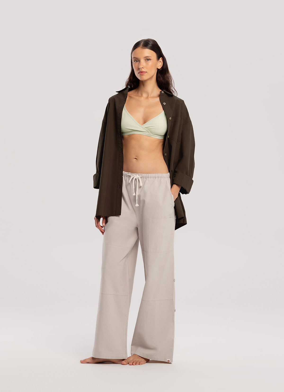 Two ways linen pants_Egret
