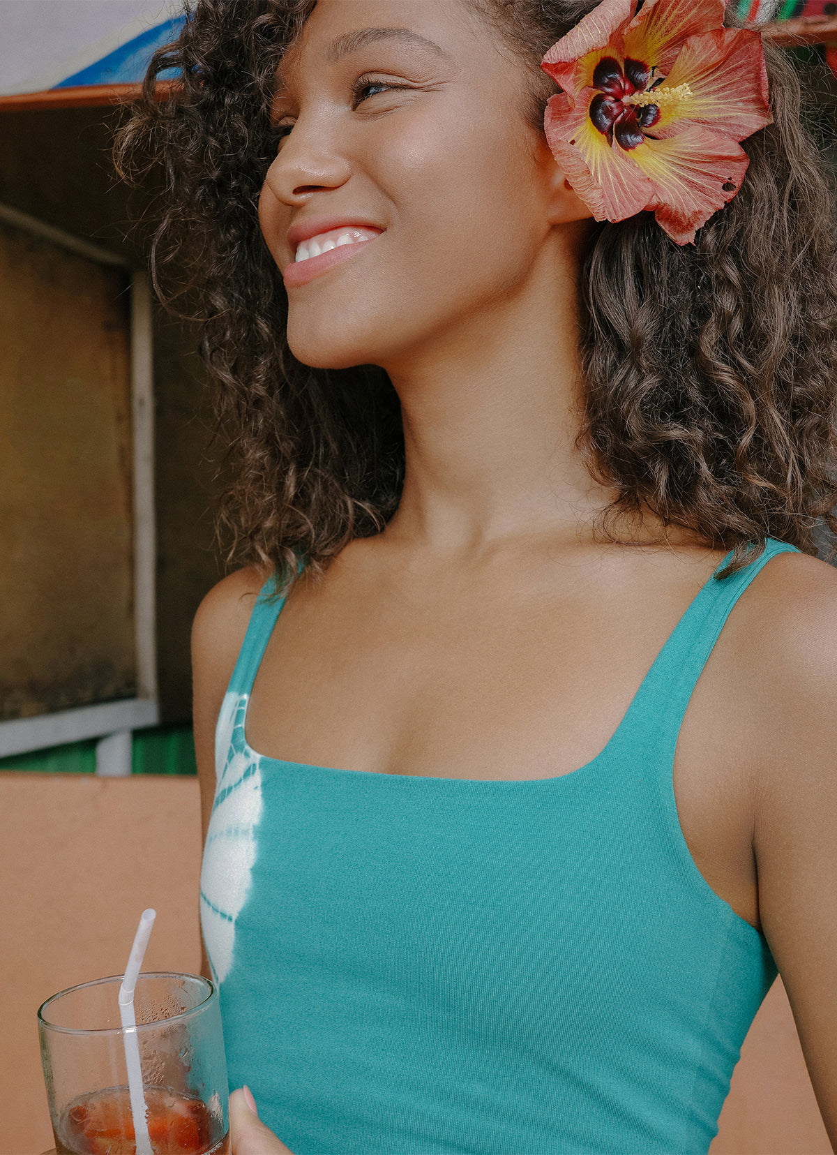 Deep square tank top_dyed_Porcelain Green