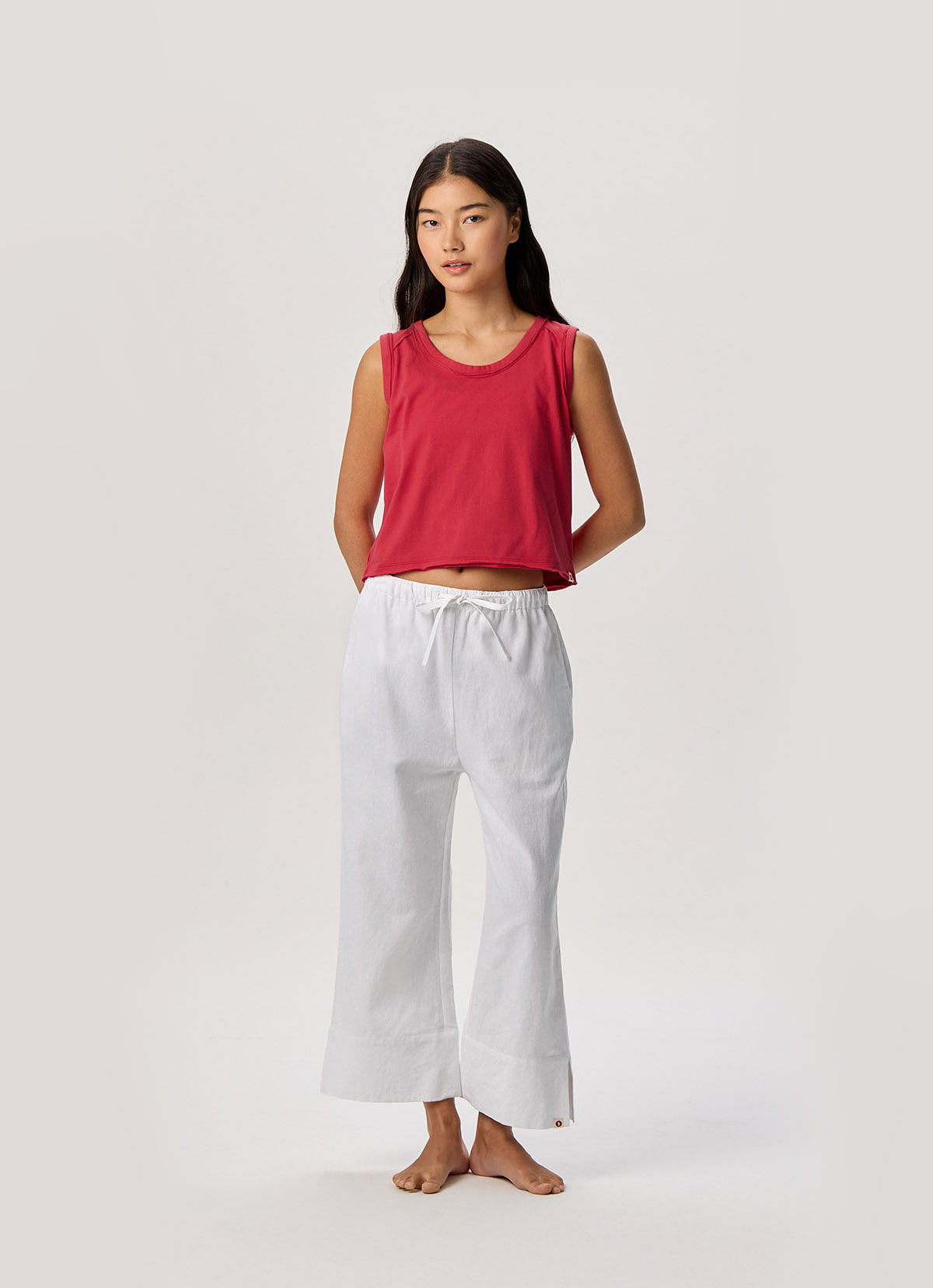 Linen crop pants_White
