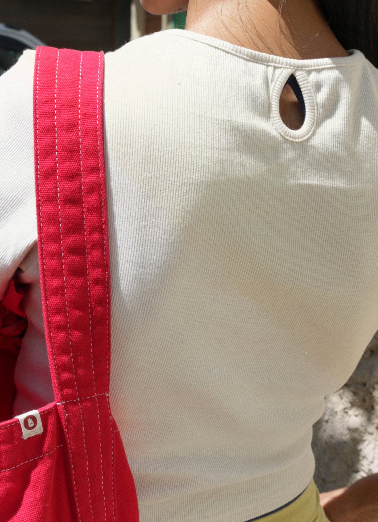 Keyhole rib short sleeve_Birch
