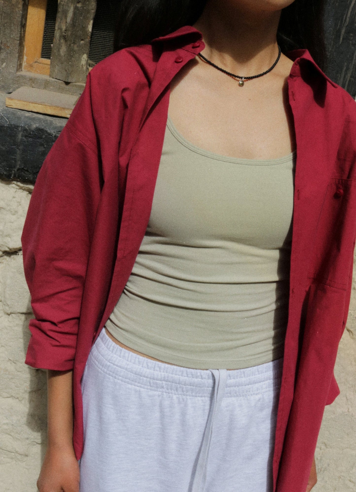 Carrie tank top (Cotton ver.)_Moss Gray
