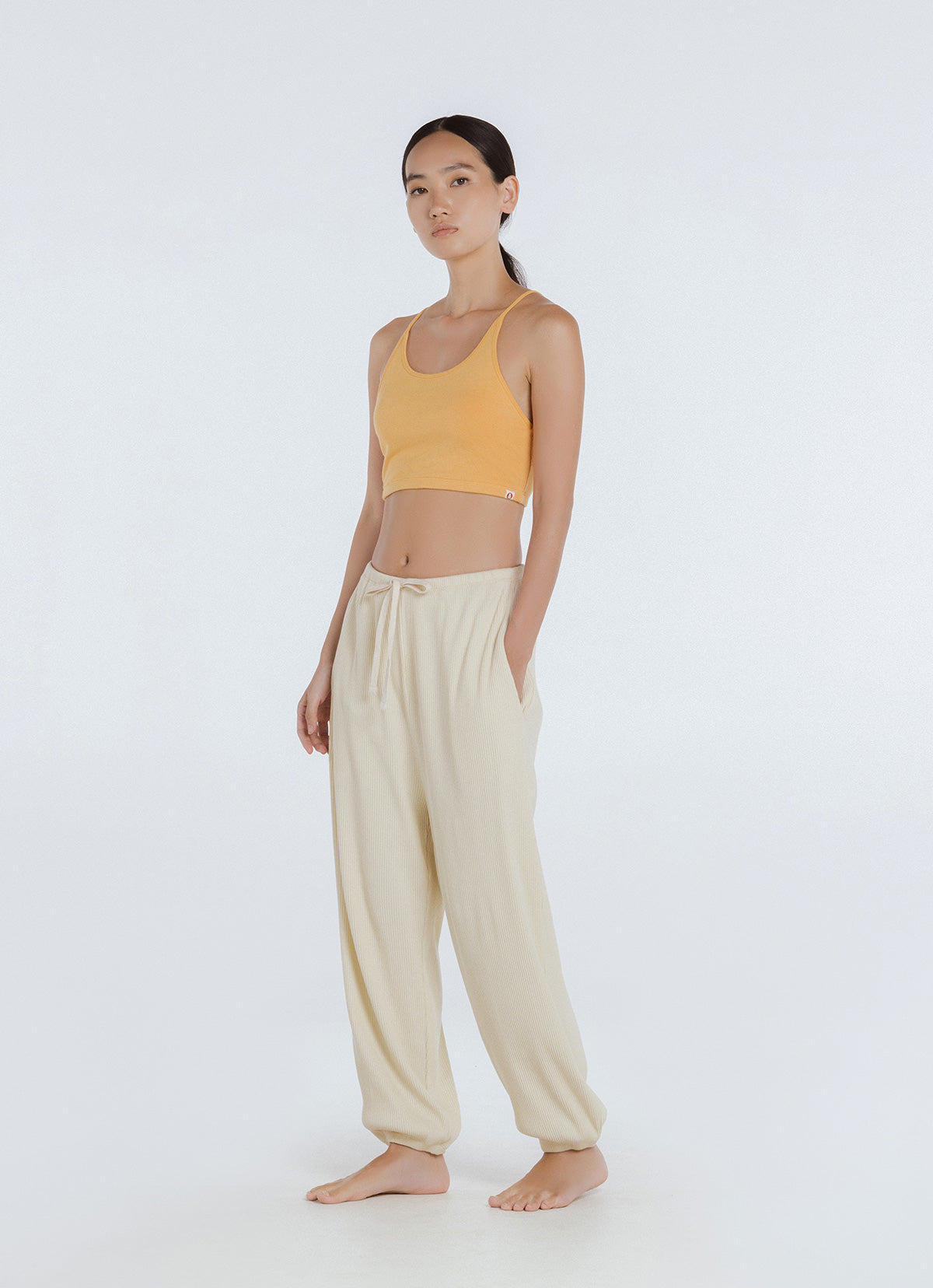 Rib jogger pants #3_Oyster White