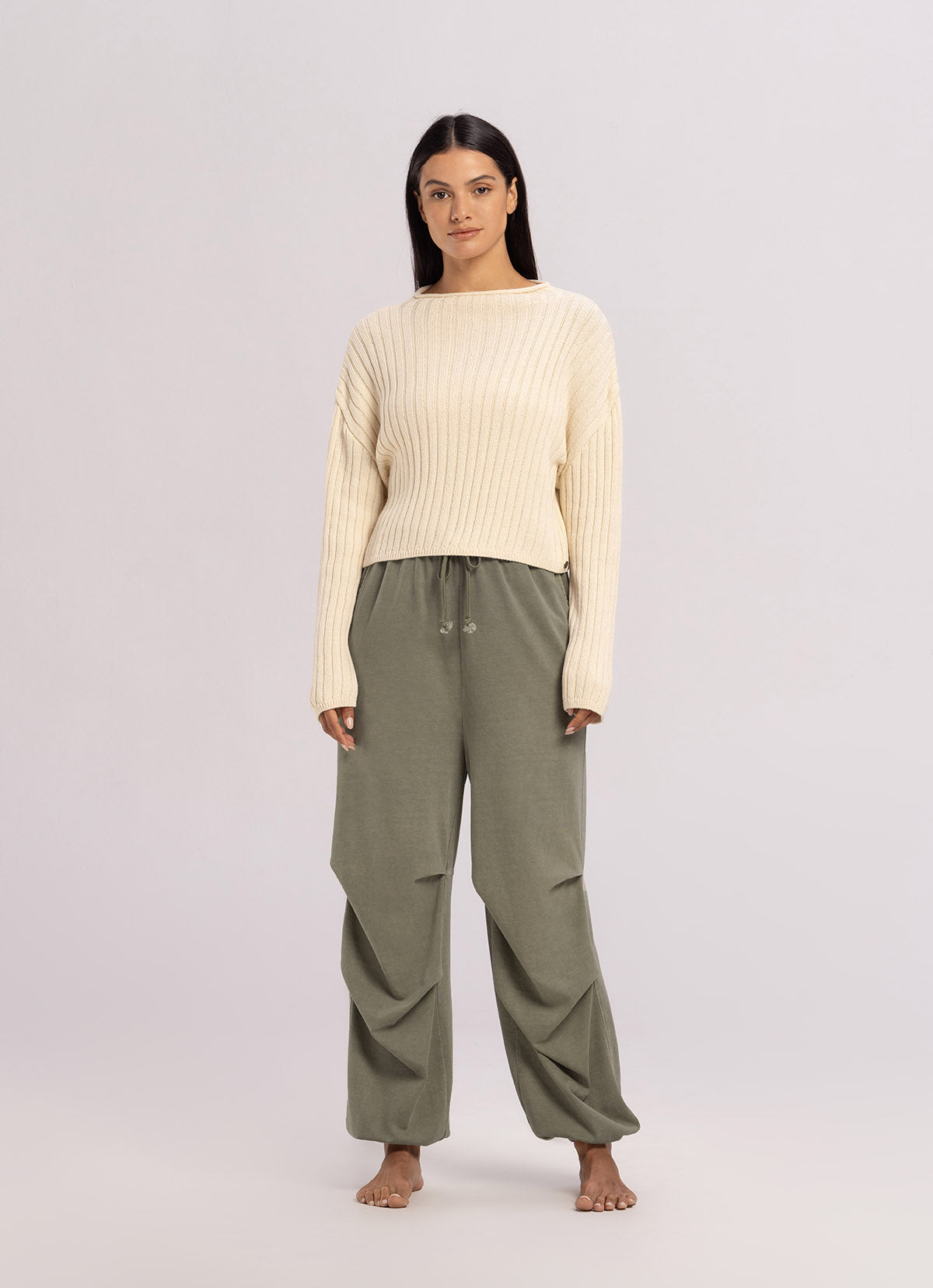 Double tuck pants_Grey Khaki