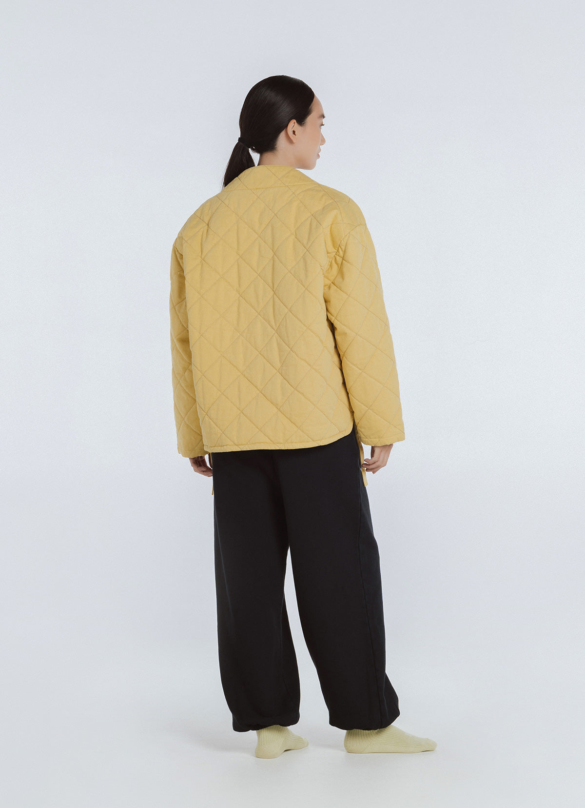 Quilted robe jacket_Oil Yellow