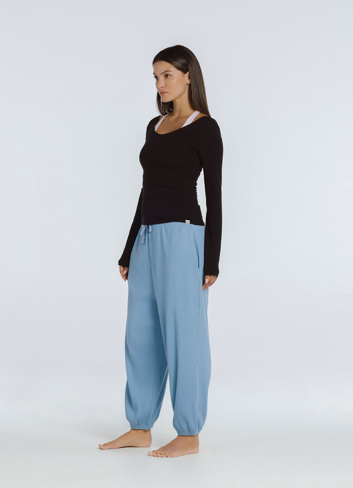 Rib jogger pants #3_Light Blue