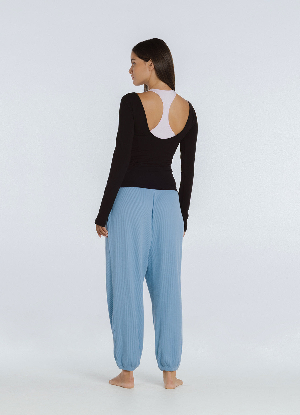 Rib jogger pants #3_Light Blue