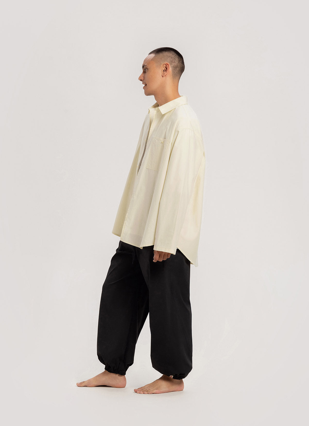 Diagonal jogger pants (Nylon ver.)_Black