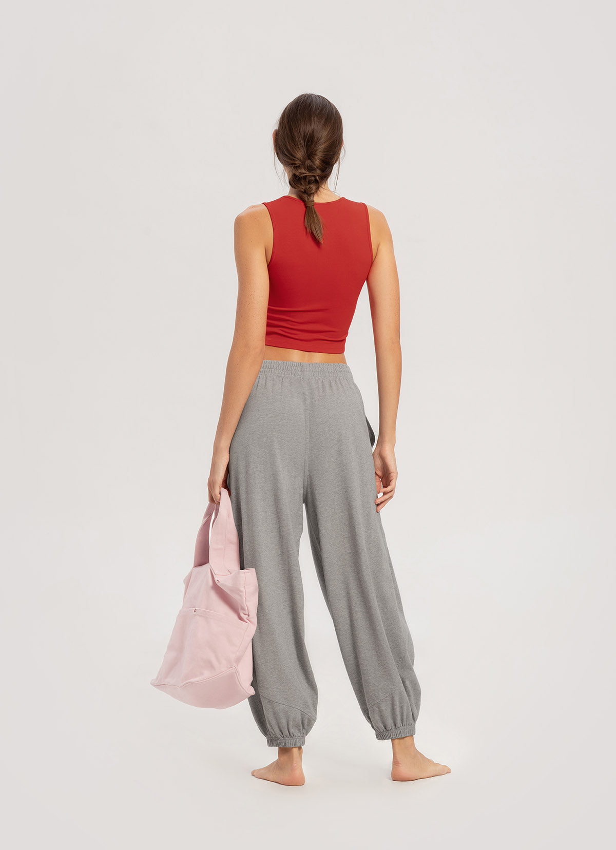Diagonal jogger pants (Unisex)_Dark Melange Grey