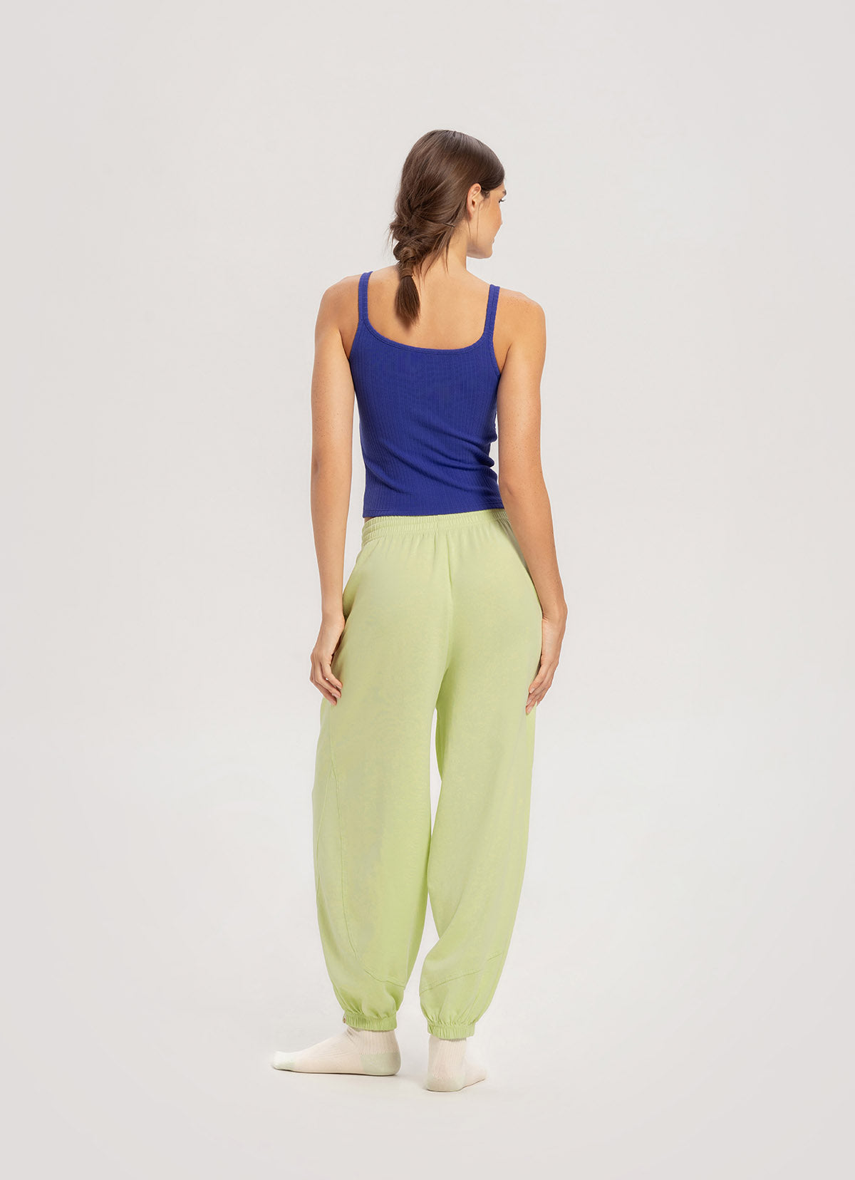 Pointelle shirring tank top_Bluing