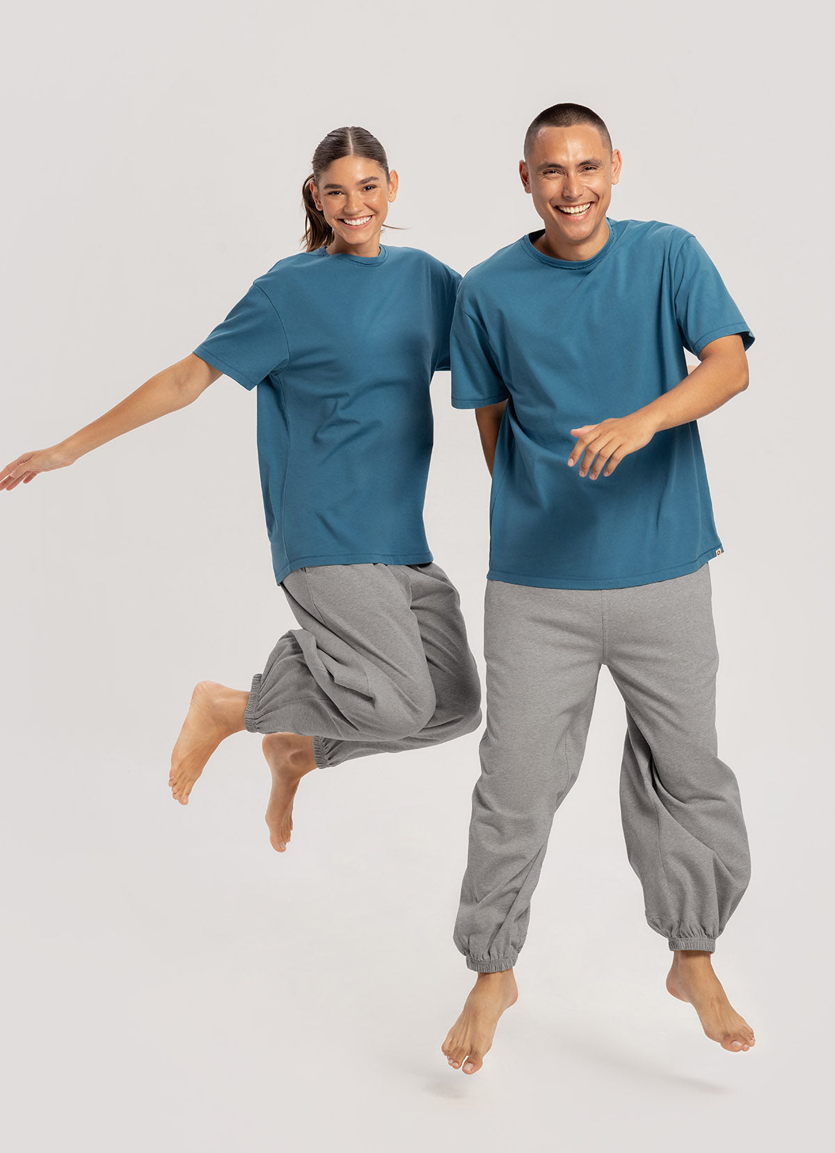 Diagonal jogger pants (Unisex)_Dark Melange Grey