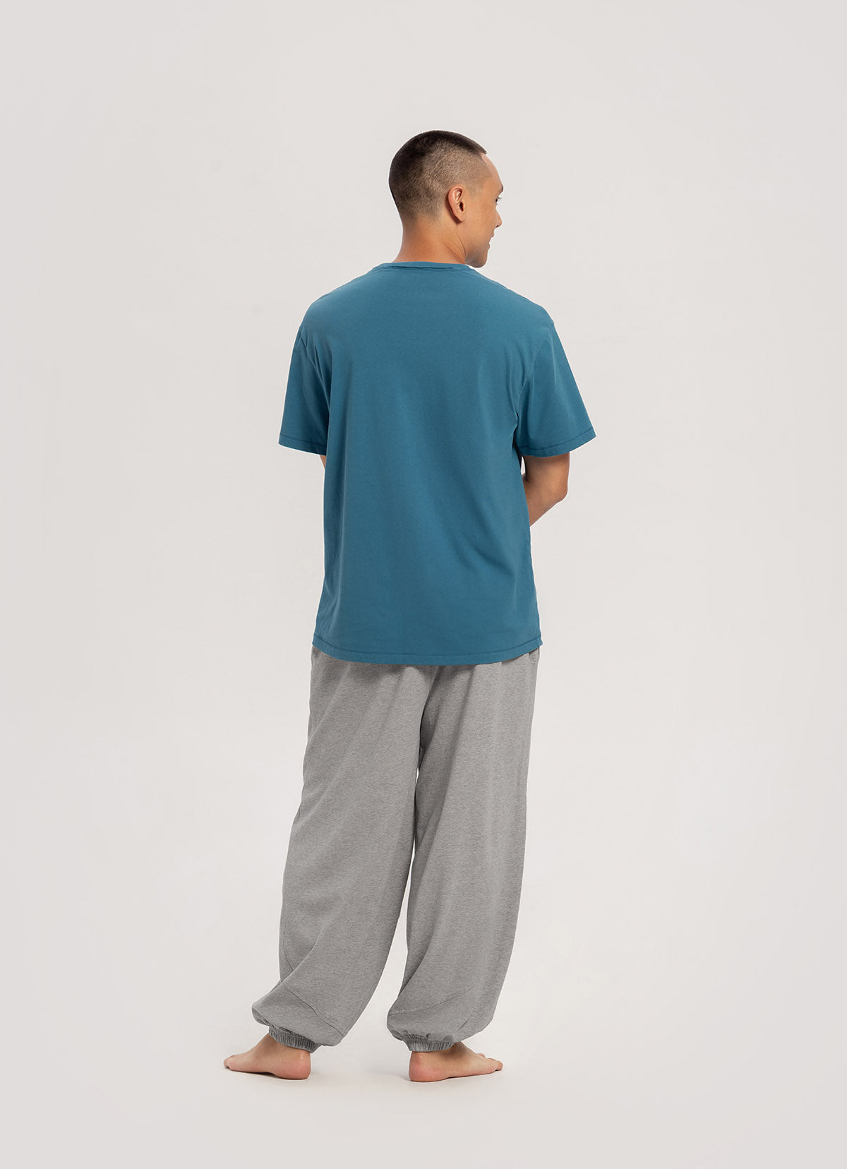 Diagonal jogger pants (Unisex)_Dark Melange Grey