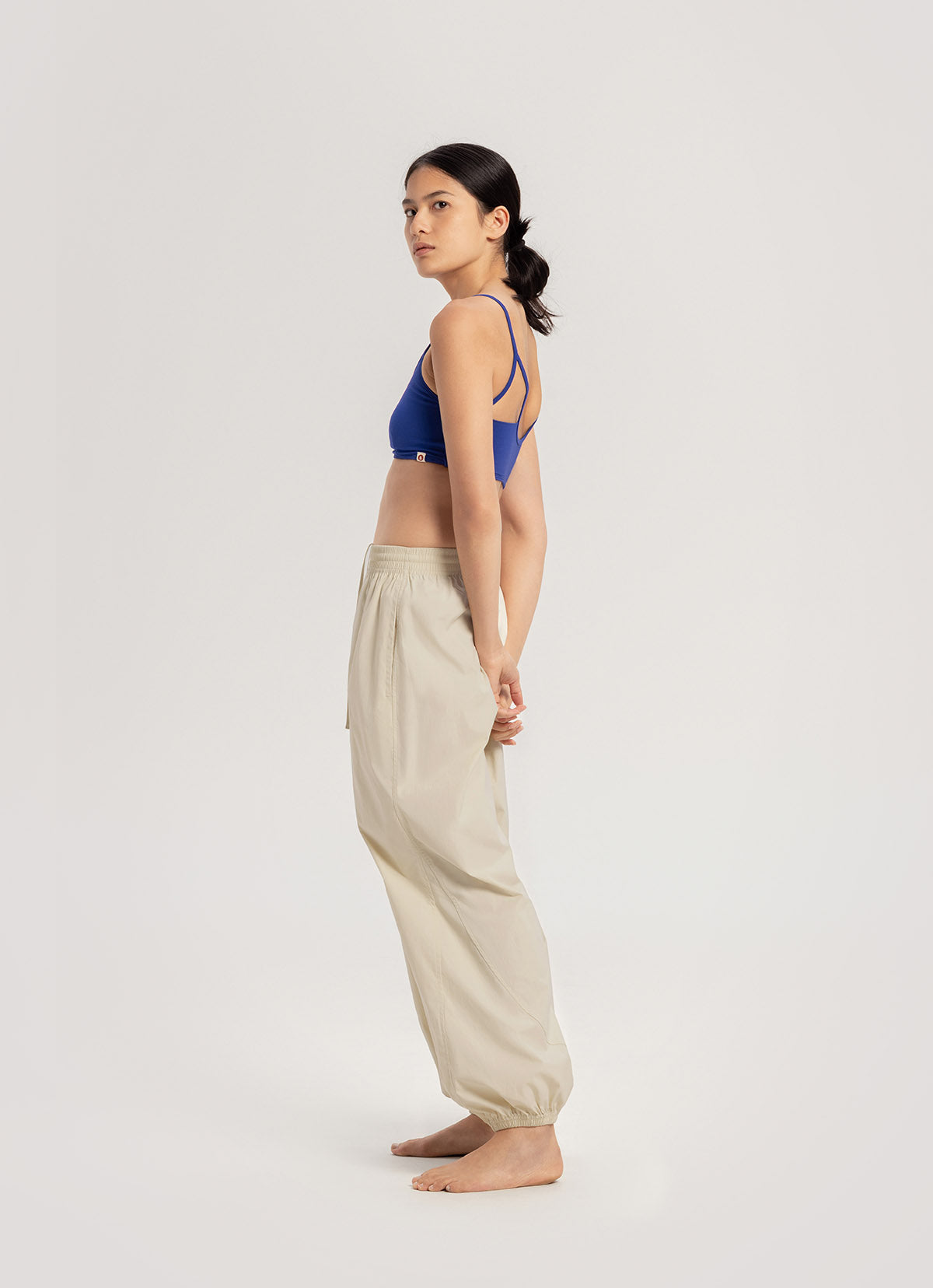 Diagonal jogger pants (Nylon ver.)_Bone White