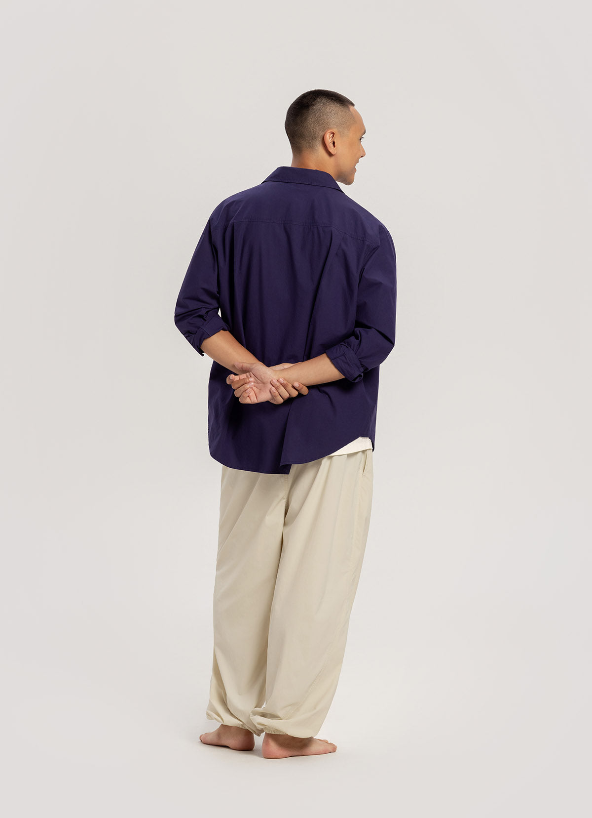 Diagonal jogger pants (Nylon ver.)_Bone White