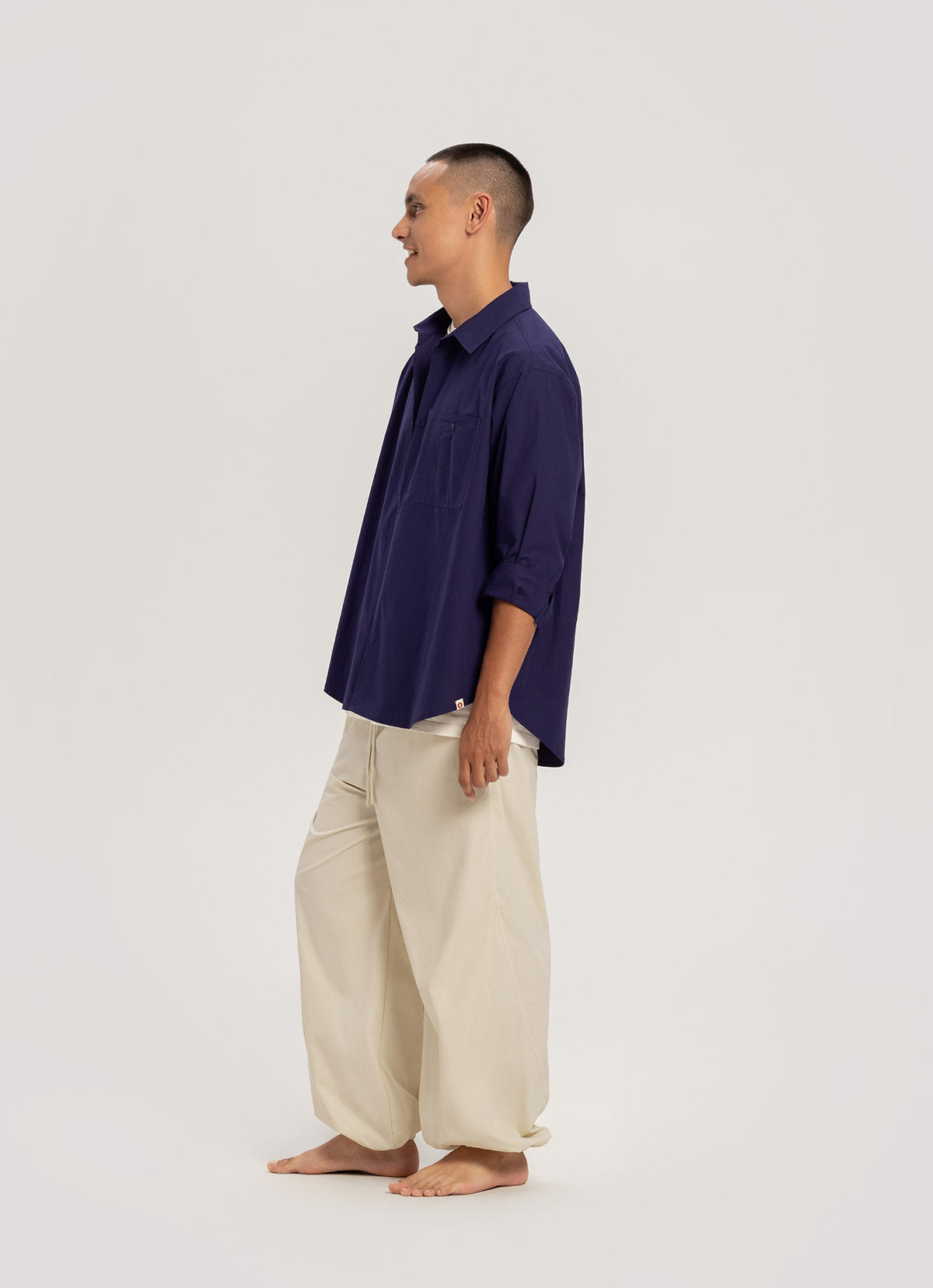 Diagonal jogger pants (Nylon ver.)_Bone White