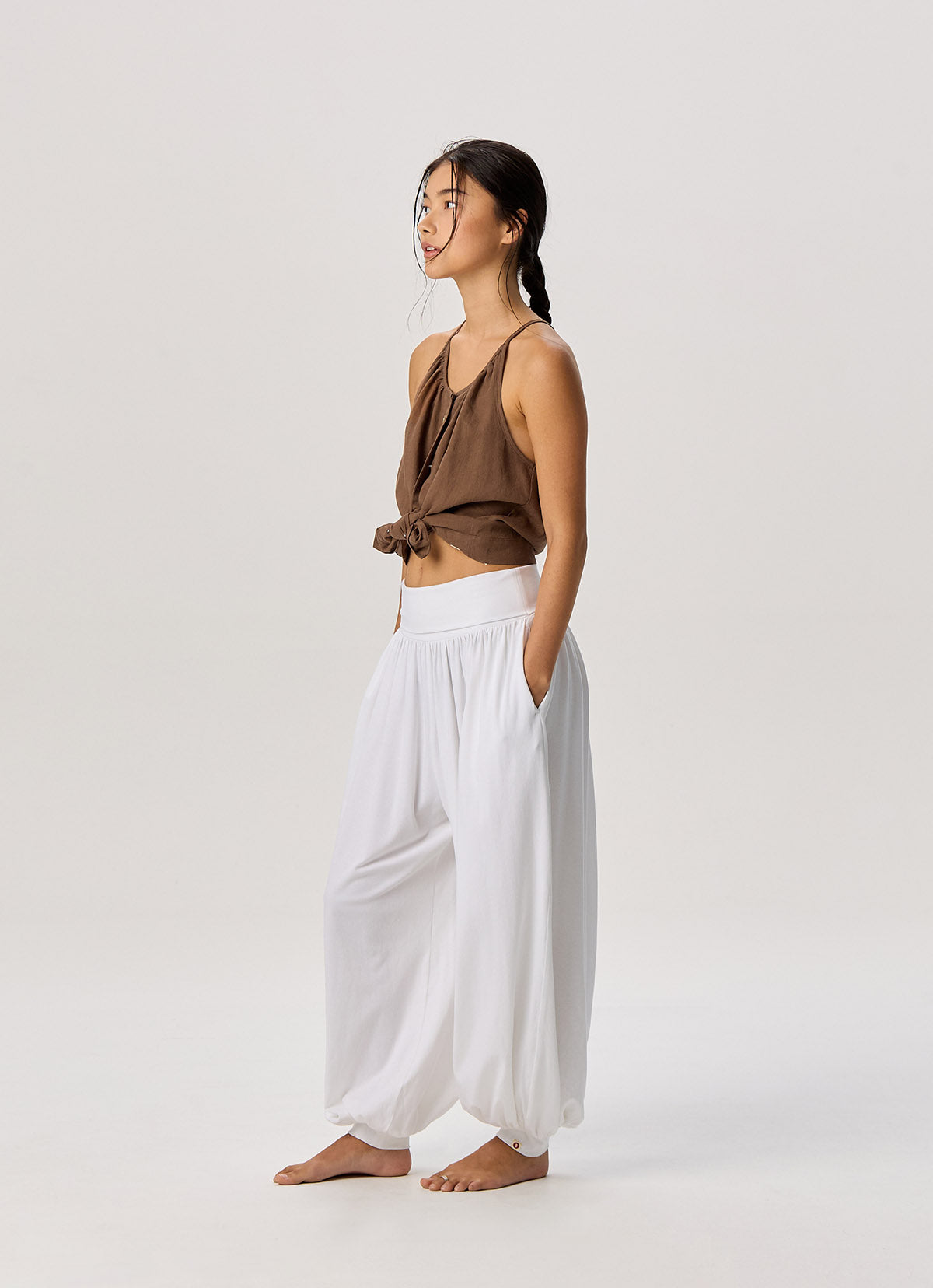 Linen shirring sleeveless_Brown Lentil