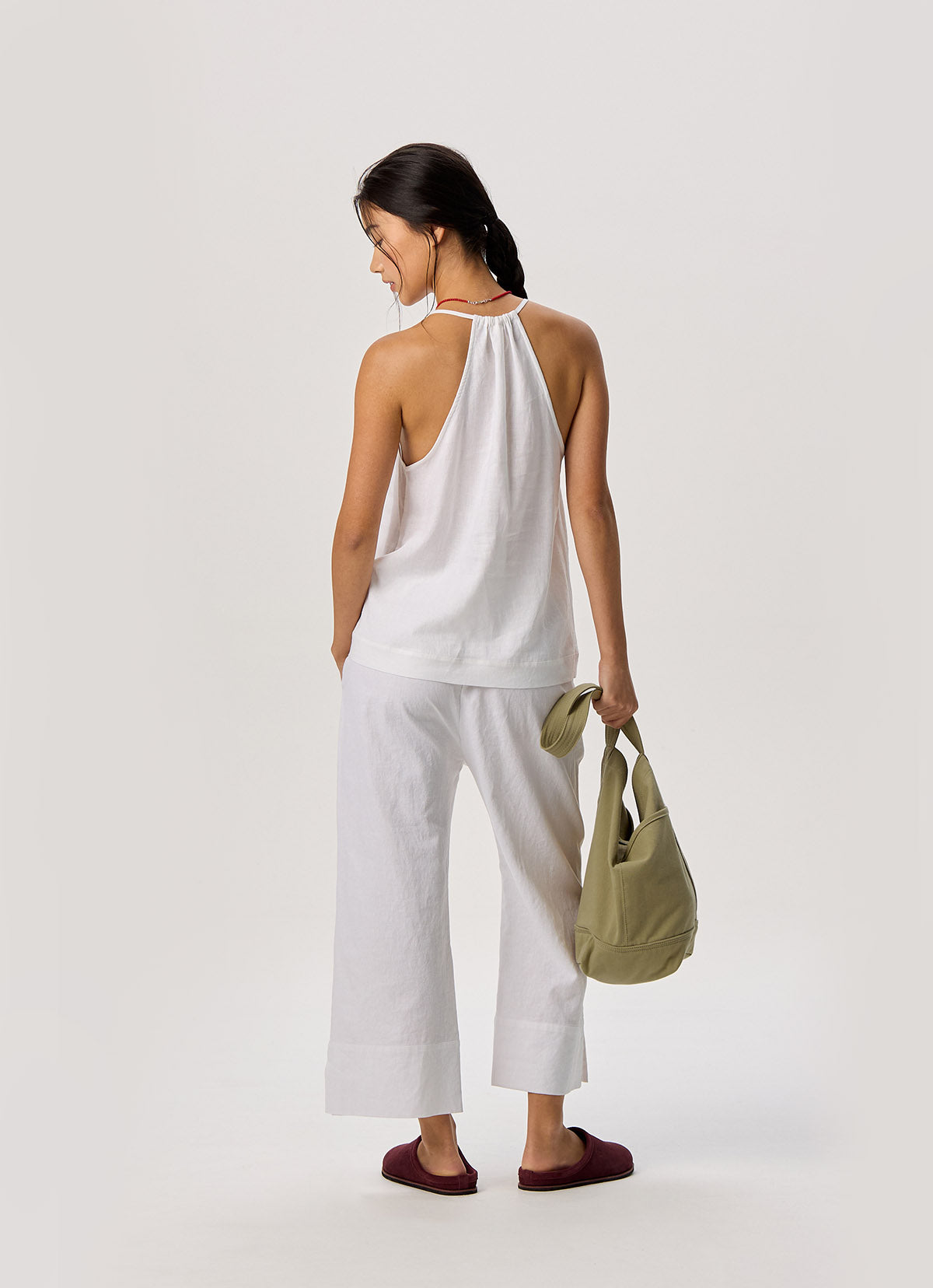 Linen crop pants_White