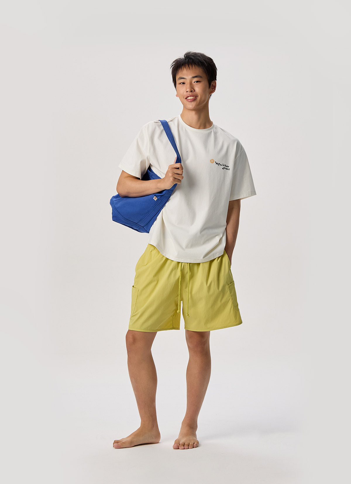 Pocket wide shorts (Unisex)_Muted Lime