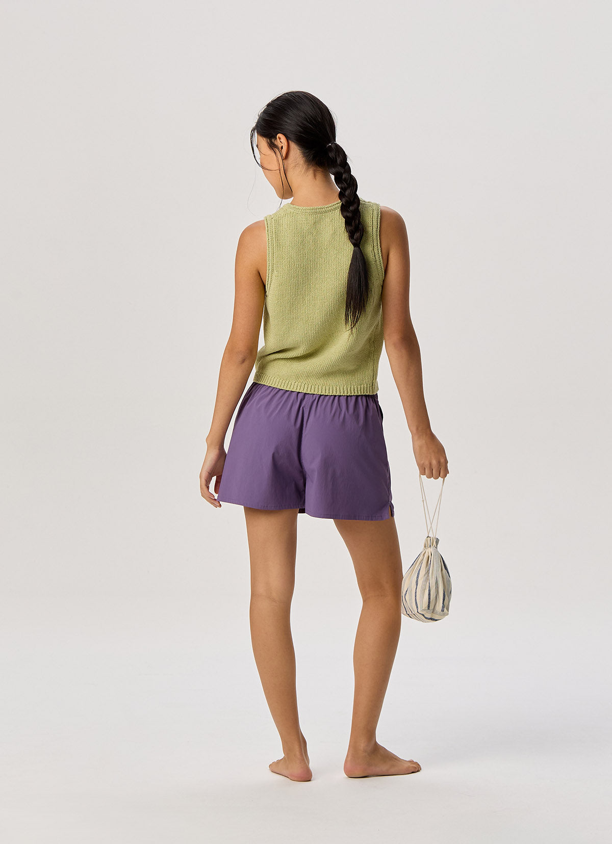 Linen rolled knit top_Lint