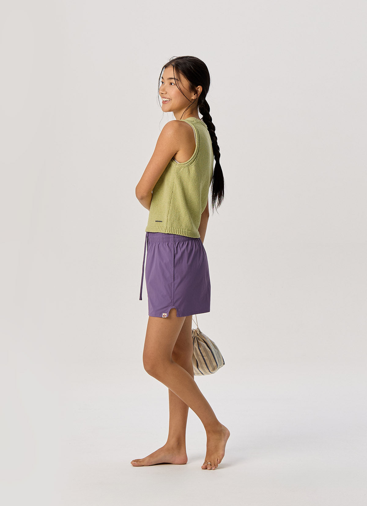 Linen rolled knit top_Lint