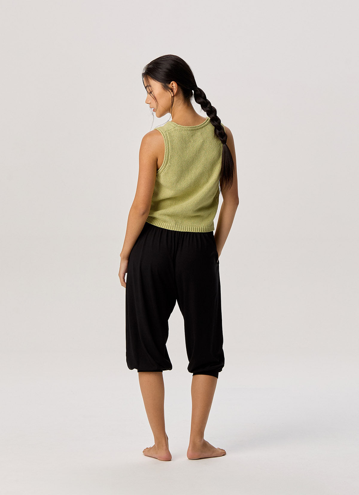 Linen rolled knit top_Lint