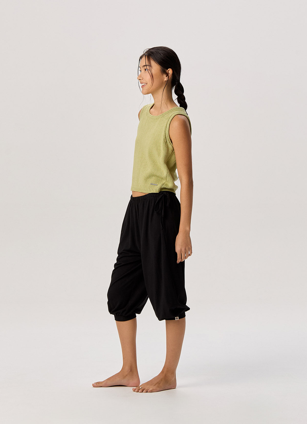 Linen rolled knit top_Lint