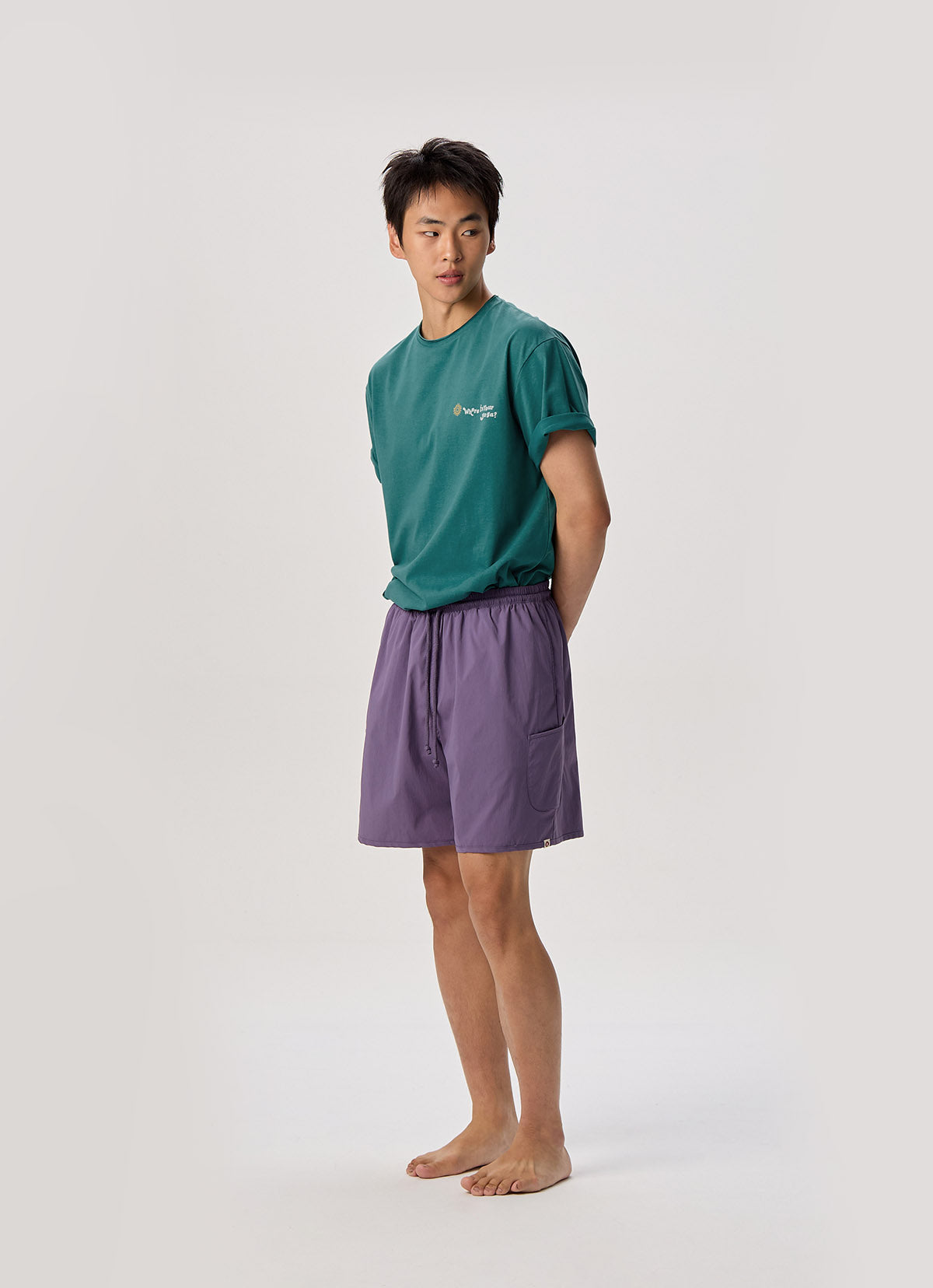 Pocket wide shorts (Unisex)_Grape Compote