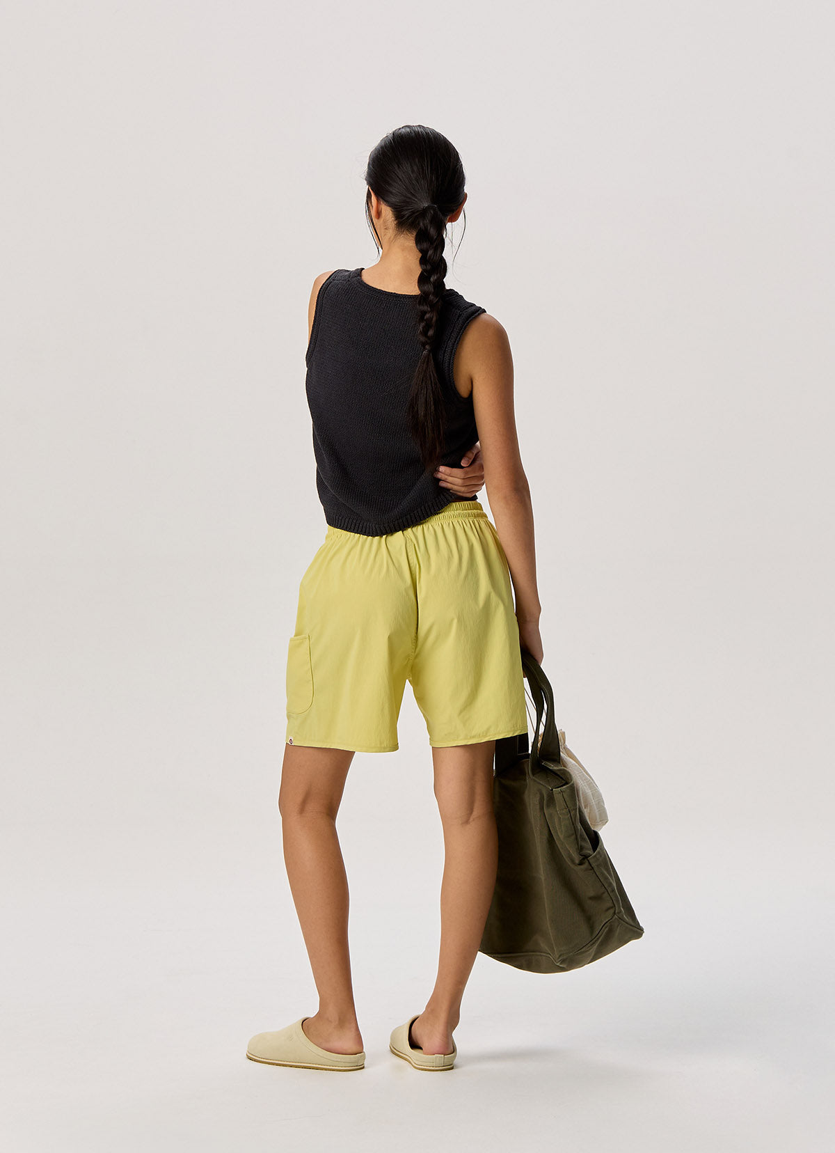 Linen rolled knit top_Navy