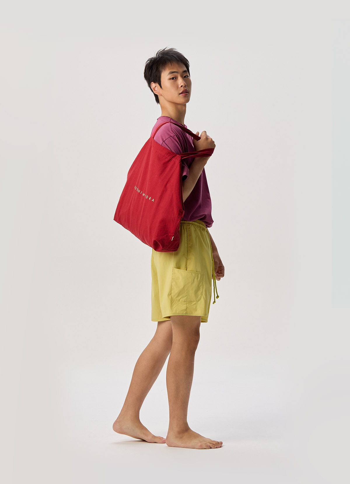 Pocket wide shorts (Unisex)_Muted Lime