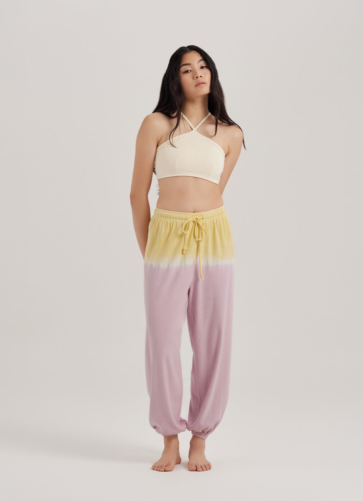 Rib jogger pants #1_dyed_Lavender Multi