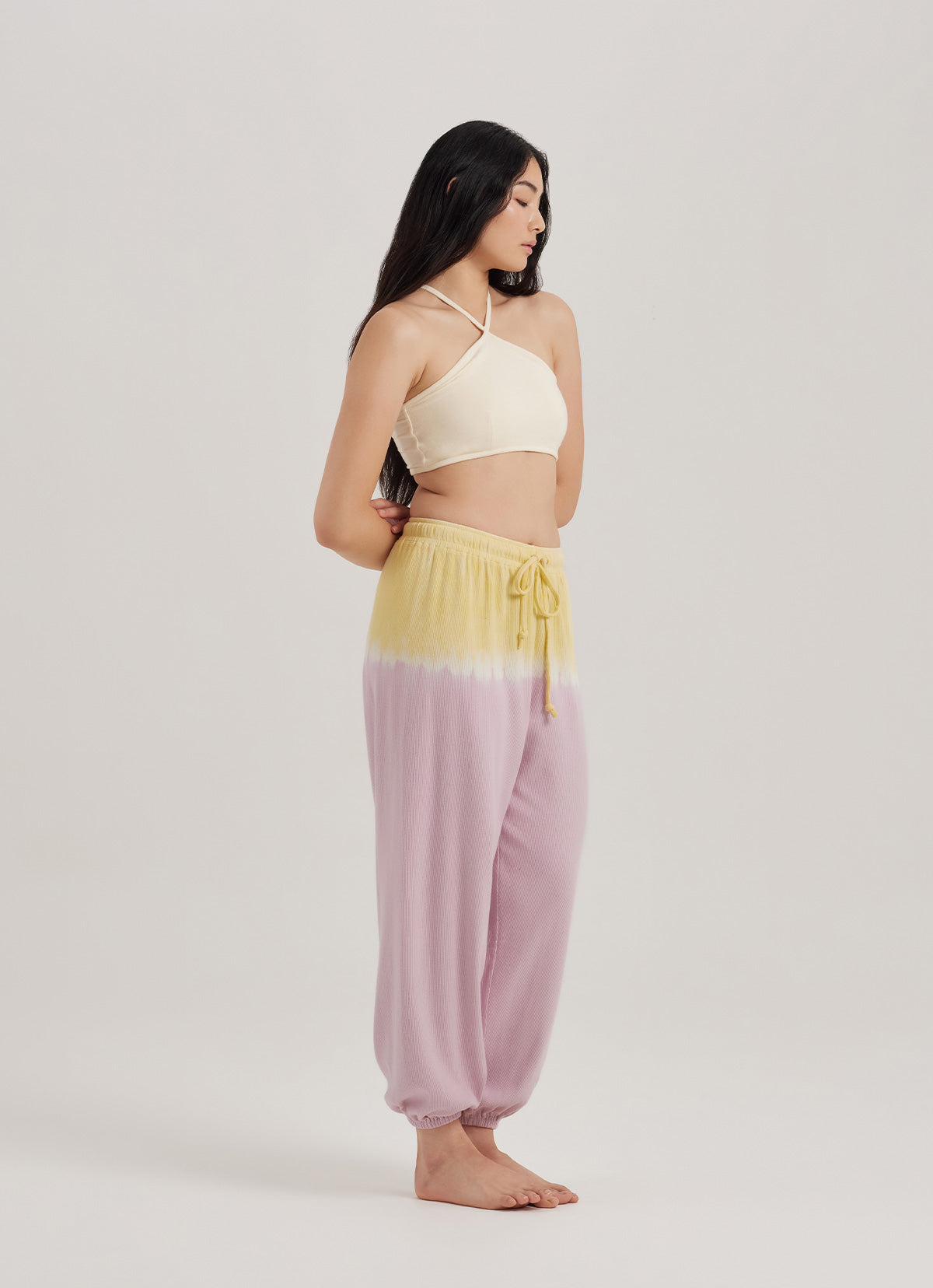 Rib jogger pants #1_dyed_Lavender Multi