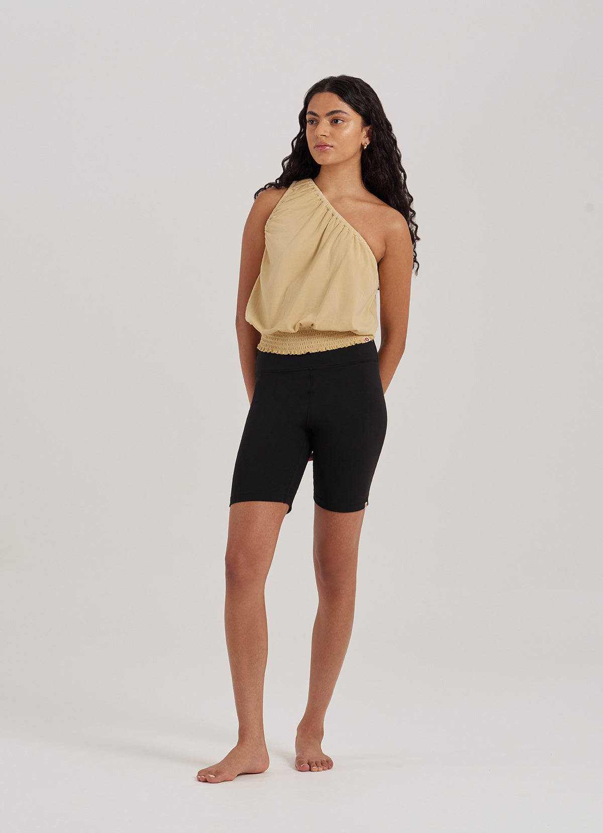 One shoulder shirring top_Boulder