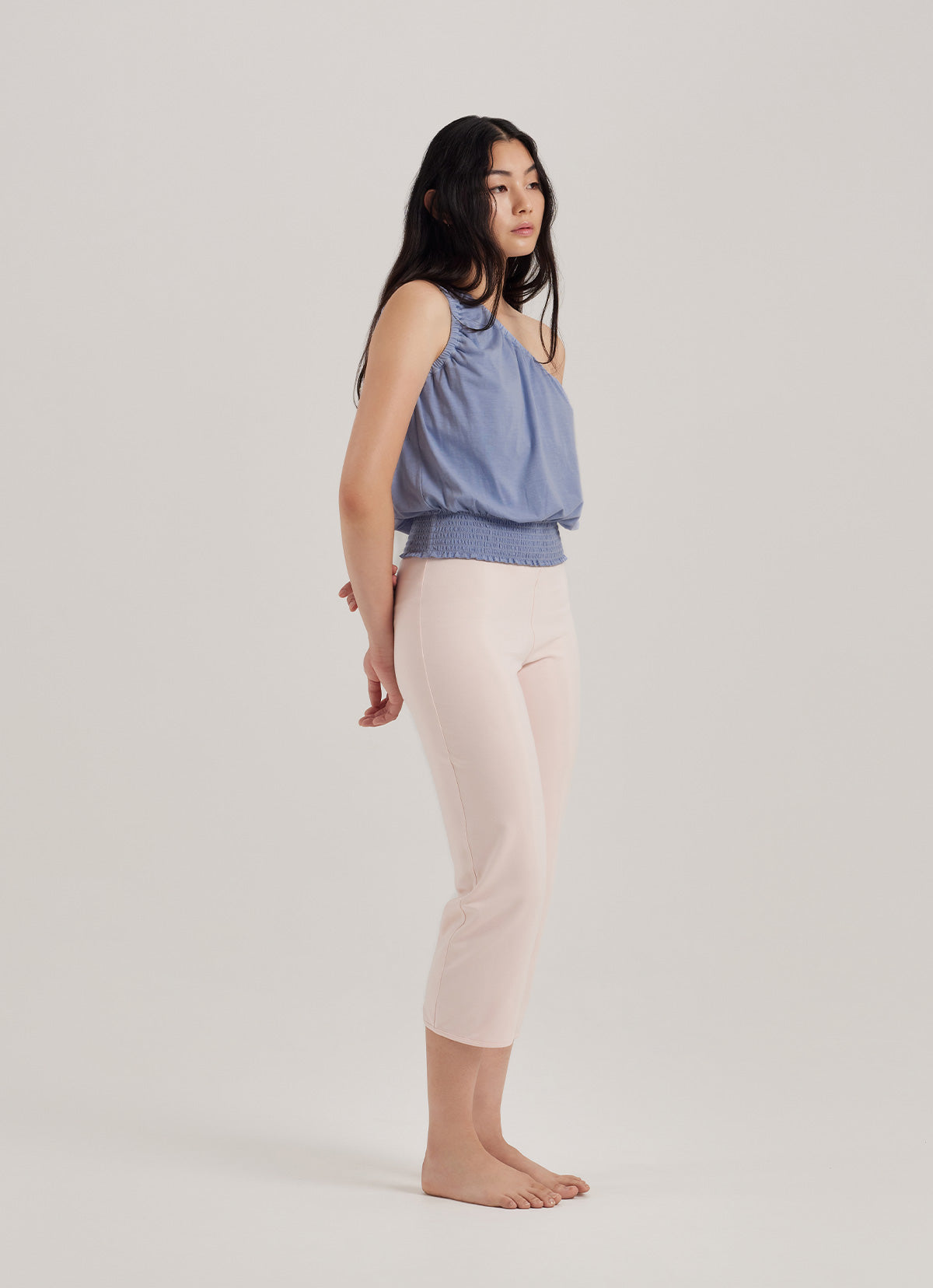 One shoulder shirring top_Blue Heron