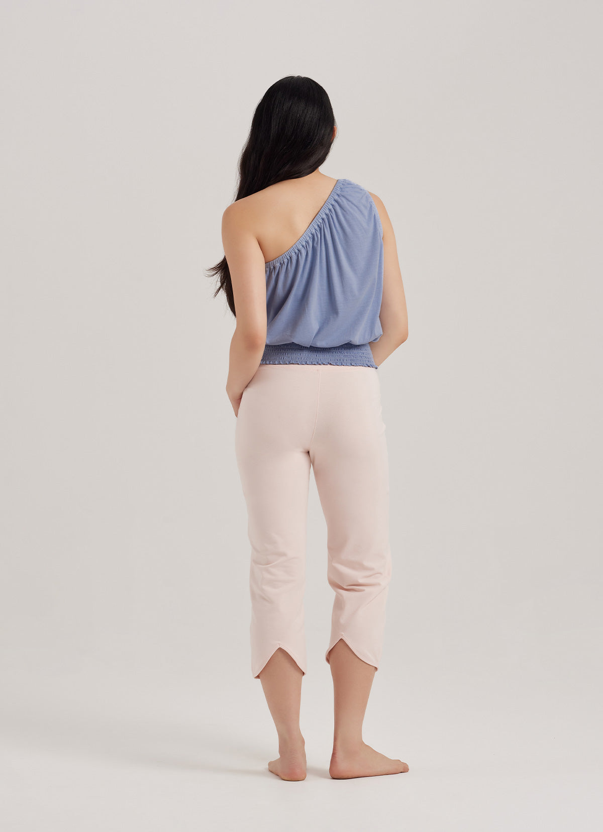 One shoulder shirring top_Blue Heron